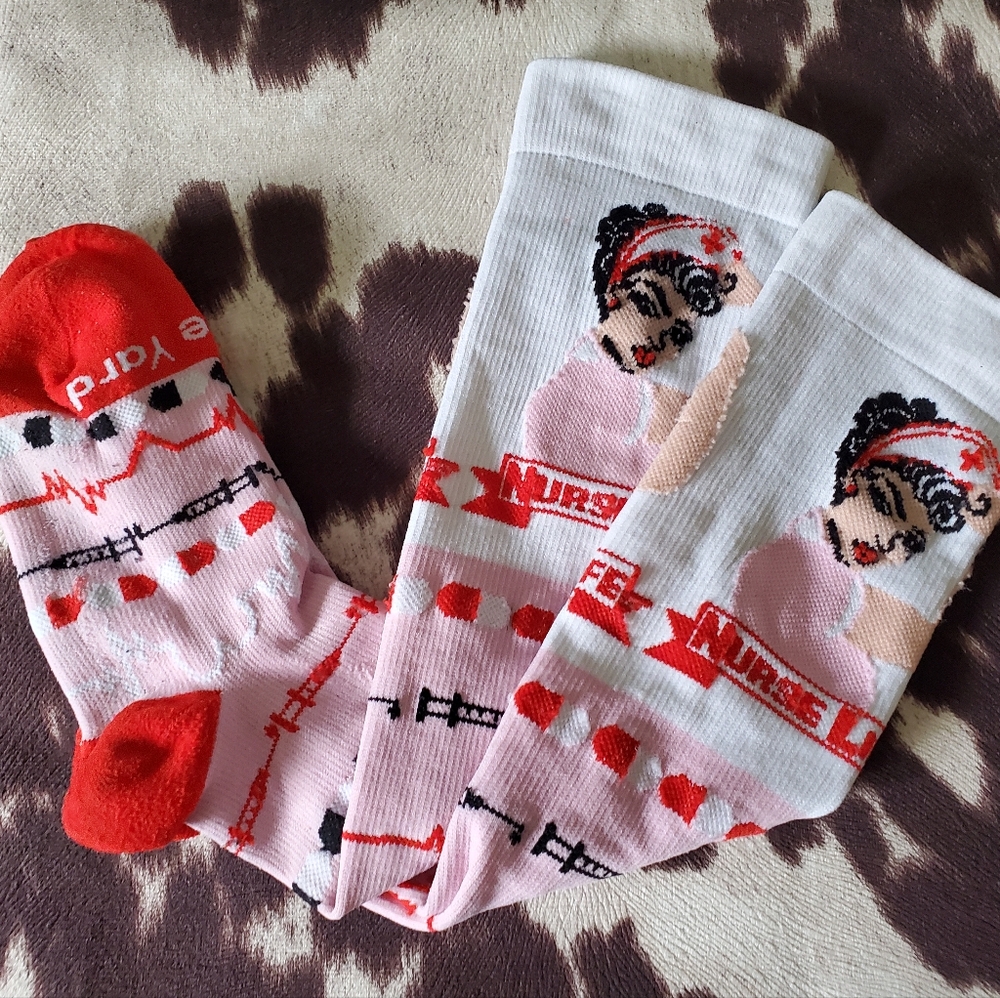 Nurse Pattern Pink Novelty Socks - Women's Hosiery